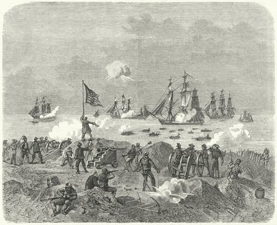 Forze britanniche che tentano uno sbarco nella baia di Chesapeake, 1814 da German School